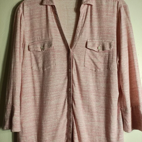 J.McLaughlin Women's Brynn Knit Linen Blend Top, Medium Barbiecore - Picture 4 of 9